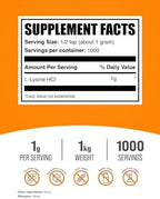 BulkSupplements.com L-Lysine Powder - Lysine Supplement, Essential Amino Acid, for Immune Support - Gluten Free, 1g per Serving, 1kg (2.2 lbs) (Pack of 1)