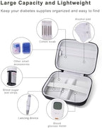 Krypthos Diabetic Supplies Travel Case, Carrying Case for Diabetes Blood Glucose Meter, Portable Diabetes Testing Kit Storage Organizer Bag for Blood Sugar Test Strips, Lancets, Lancing Device-Black