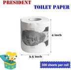 President Toilet Paper, Funny Novelty Gag Gift, Prank Gift for White Elephant Exchange, Christmas Stocking Stuffer, Birthday, 1 Roll, 3 Ply, 300 Sheets