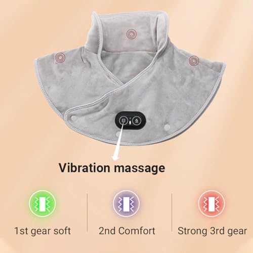 Heating Pad for Neck and Shoulders USB Electric Heated Electric Heating Pad with 3 Temp ＆ Massage Settings Auto Shut-Off Vibrating Heating Pad Gifts for Women Man Mom Dad (Gray)
