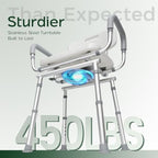 Swivel Shower Chair with Arms and Back, 450lbs Heavy Duty Shower Chair for Elderly and Disabled, Handicap Shower Chairs for Inside Shower Stool & Bath Tub Seat for Adults