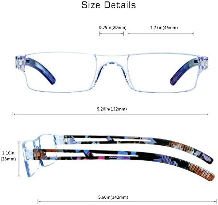 VisionGlobal 2 Pairs Reading Glasses, Blue Light Blocking Glasses, Computer Reading Glasses for Women and Men, Fashion Square Eyewear Frame (2blue floral,+1.00 Magnification)