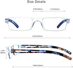 VisionGlobal 2 Pairs Reading Glasses, Blue Light Blocking Glasses, Computer Reading Glasses for Women and Men, Fashion Square Eyewear Frame (2blue floral,+1.00 Magnification)