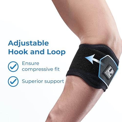 LP SUPPORT 751CA Elbow Brace Strap- Golf and Tennis Elbow Brace for Men & Women - Wrap Band for Workout, Weightlifting and Golf, for Tendon Pain Relief and Sports Injury Recovery (1-Pack)