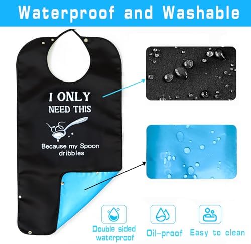 Funny Adult Bibs for Men, Waterproof and Reusable Bibs for Adults Washable Adult Bibs for Eating with Crumb Catcher