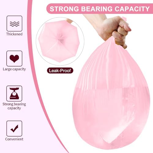 5 Rolls Small Trash Garbage Bags, 2.6 Gallon Strengthen Trash Bags, Durable Plastic Bags for Kitchen Office Home Bedroom Garden Waste Bin, Fit 10 Liter Trash-Can-Liners, 100 Count (Pink)