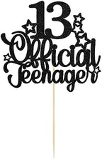 Ephlyn 1 Pack 13 Official Teenager Cake Topper Glitter Number 13 13th Birthday Cake Pick Decorations for Teen 13th Birthday Party Decorations Supplies Black