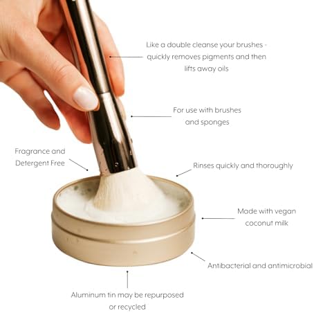 Jenny Patinkin Makeup Brush Cleaner Soap, Luxury Vegan Makeup Brush Soap, For All Brush Types – Synthetic & Natural Solid Cleansing, Professional Brush Cleaning Solution, Cruelty-Free