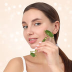 Jade Roller Gua Sha Set (Green) - Facial Massage Tool with Dual-Sided Roller