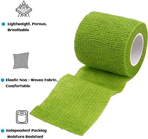 WeTop 24 Pack Self Adhesive Bandage Wrap 2 Inch, Athletic Elastic Non Woven Cohesive Bandage for Sports, Wrist, Ankle Sprains, Swelling and Vet Wrap (Rainbow)