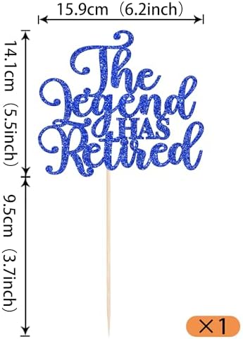 Rsstarxi 1 Pack The Legend Has Retired Cake Topper Blue Glitter Goodbye Tension Hello Pension Retired Party Cake Pick for Happy Retirement Farewell Party Cake Decorations