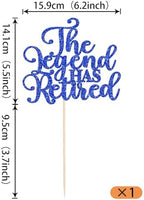 Rsstarxi 1 Pack The Legend Has Retired Cake Topper Blue Glitter Goodbye Tension Hello Pension Retired Party Cake Pick for Happy Retirement Farewell Party Cake Decorations