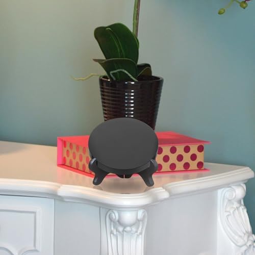 VOSAREA Obsidian Scrying Mirror Natural Black Obsidian Stone Circle Disc Round Plate Feng Shui Mirror with Stand for Divination Meditation Healing Feng Shui (6CM)