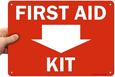 SmartSign - S-1775-PL-14 "First Aid Kit" Sign with Down Arrow | 10" x 14" Plastic