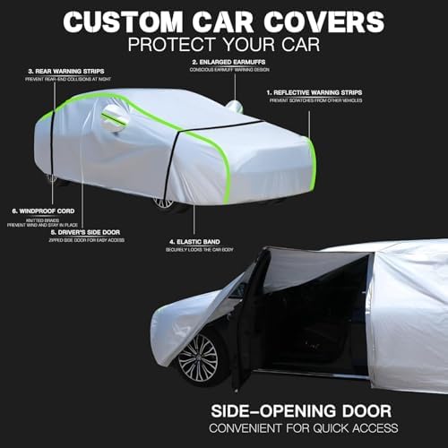 Waterproof Car Cover for Mercedes-Benz CLA180/CLA200/CLA220/CLA250, Full Car Covers with Door Zipper Outdoor Large Auto Cover Scratchproof Snow Rain UV Dust Resistant