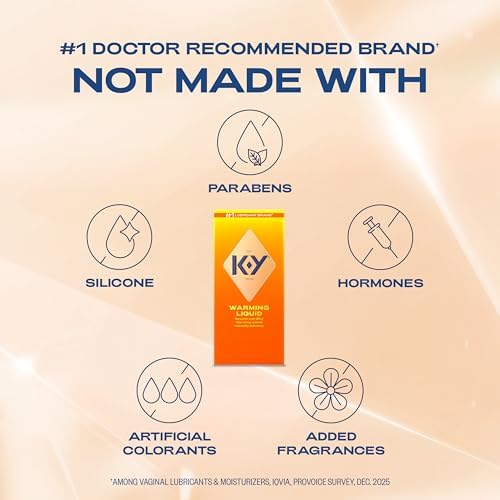 K-Y Warming Lube for Sex, Sensorial Personal Lubricant Liquid, New Improved Formula Compatible with Condoms, 2.4 Fl Oz