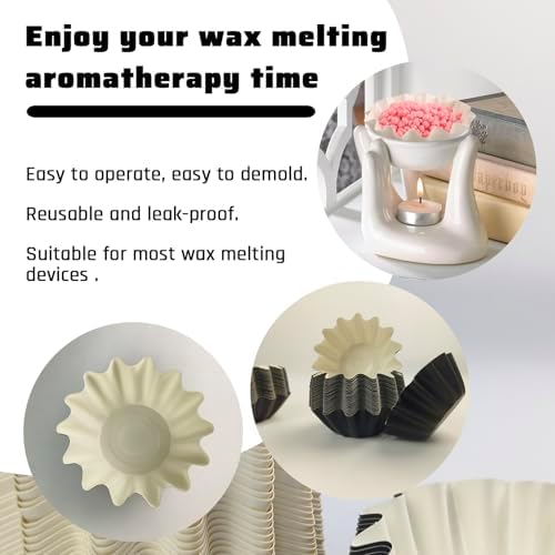 TooGet 200 Pieces Wax Melt Liners Reusable Wax Melt Warmer Liners Candle Melts Paper Cup Liner for Waxing Melters Burner, Scented Candles, Candles Warmers, Electric Waxing Warmers