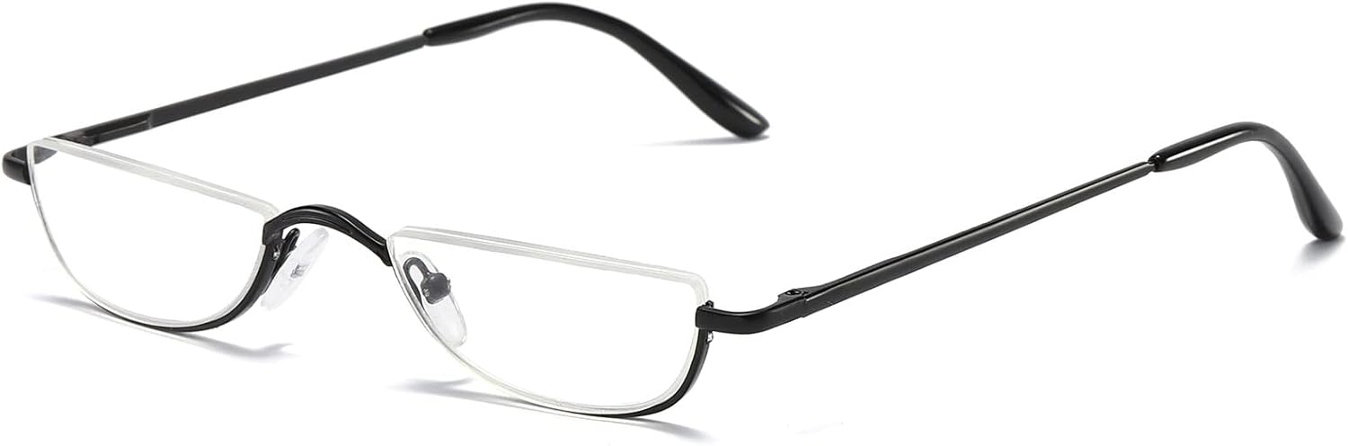 Metal Half Moon Reading Glasses Spring Hinge Half Frame Readers Eyeglasses for Men Women