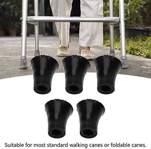 BestAlice 5Pcs Cane Tips, 3/4 Inch Crutch Tips Rubber Replacement Foot Pad, 19mm Cane Tips Heavy Duty, Prevent Slipping Soft Thicken Rubber Walking Canes Replacement Tips(Black)