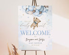 Generic Baby Shower Welcome Sign, Teddy Bear Design, Pastel, Rectangular, Modern, Full Size, Plastic, Weatherproof & Fade-Resistant, Tabletop Mount