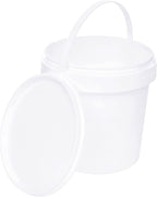 Bucket with Lid, 20 x 1 Litre, White, Food-Safe, Stable, Airtight, Plastic Bucket with Handle, Empty, 20 x 1 Litre