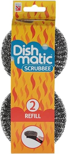 Easy Do Dish Matic Fillable Dish Wand Brush with Handle for Dishwashing | Soap Dispensing Steel Scrubber for Utensils | Fillable and Refillable Dishwashing Tool with Stainless Steel Scrub Refill