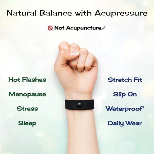 Menopause Acupressure Bracelet for Cooling Comfort – Clary Sage Scented Knit Elastic Wristband for Hot Moments, Sleep & Emotional Support – Slip‑On Band for Women