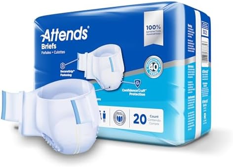 Attends Confidence® Adult Unisex Disposable SmartCool® Briefs, Regular, 44"-56" Waist, SecureGrip Tab Closure, Ultimate Absorbency, Breathable Materials, 80ct Case