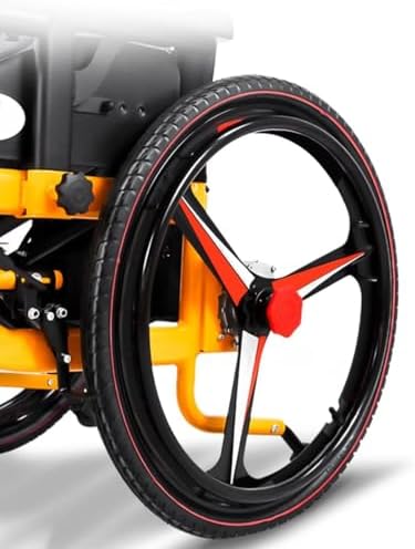 24 Inch Rear Wheels Replacement Wheels, PU Solid Tires, Aluminum Rim Handrim with 17mm Bearings for Electric Wheelchair