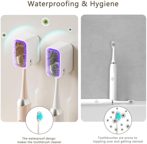 Toothbrush Holder Wall Mounted Toothbrush Holders for Bathrooms, Tooth Brush Holder for Travel and Home, Single Toothbrush Organizer with Cover for Shower 2PCS