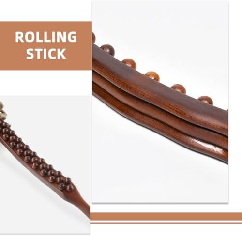 FRCOLOR 37-Beads Massage Stick for Full Body Gua Sha Therapy Multifunctional Muscle Massager Roller for Deep Tissue and Meridian Massage Back and Abdominal Pain Relief Tool 20.47In
