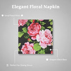 Elegant Black Rose Paper Napkins Decorative Dinner Napkins Disposable Party Napkins Holiday Spring Summer Serviettes Paper Decoupage (20-Count)