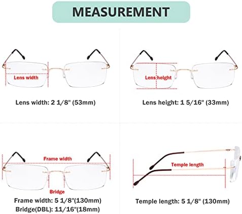 Eyekepper Frameless Reading Glasses for Men Reading - Rectangle Rimless Reader Eyeglasses Gold