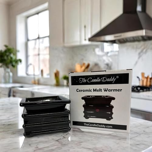 The Candle Daddy Electric Wax Melt and Candle Warmer - Safe No Flame/No Bulb - Square Pagoda Shape Black Ceramic