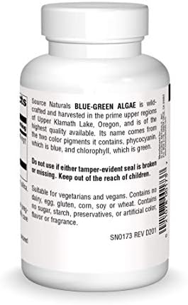 Source Naturals Blue Green Algae from Klamath Lake - Algae Superfood Supplement, 500 mg - 200 Tablets