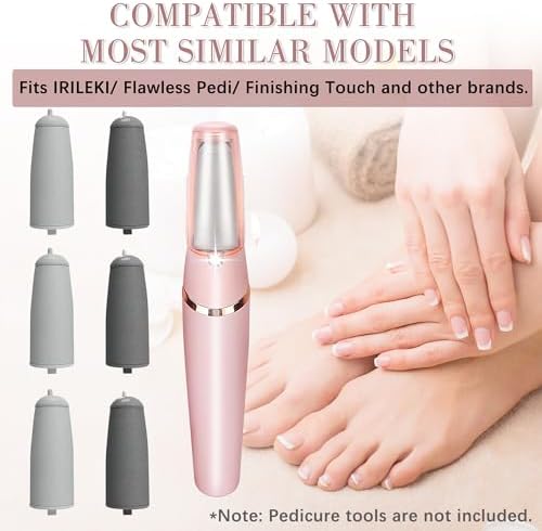 6 Pcs Pedicures Replacement Heads for Flawless Pedi, Electric Tool Foot File, Electric Callus Remover Pedi Replacement Roller Head fit Finishing Touch(Compatible with Most Similar Models)