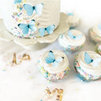 Sugar Robot Edible Butterflies for Cake Decorating - Small Pastel Blue Butterfly Cake Toppers and Cupcake Toppers - Decoration Made in the USA - Premium Crafted (Blue)