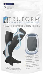 Truform Travel Compression Socks for Men and Women, 15-20 Knee High Over Calf Length, Black, X-Large
