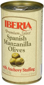 Iberia Spanish Manzanilla Olives Stuffed with Anchovies, 5.25 Oz (Pack of 12)