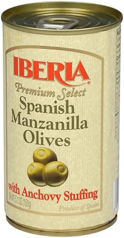 Iberia Spanish Manzanilla Olives Stuffed with Anchovies, 5.25 Oz (Pack of 12)