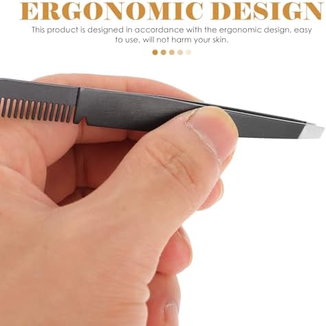 3pcs 2-in-1 Stainless Steel Eyebrow Tweezers Comb Precision Makeup Tools for Women Eyebrow Clamps with Lash Applicator for Facial Hair Removal Random Color Random Style