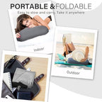 Inflatable Wedge Pillow for Traveling - Small Wedge Pillow for Sleeping, Portable Travel Cushion for Back Pain Relief and Acid Reflux, Adjustable Inflatable Pillow for Adults Recovery (Gray)