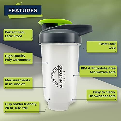 Shaker Cup, 20oz, BPA-Free Plastic, Great for Protein Shakes & Travel