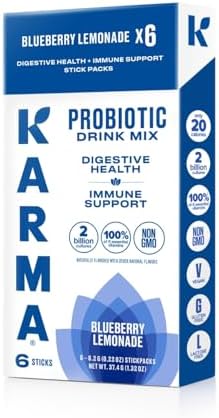 Karma Probiotic Hydration Packet - 6 Pack, Blueberry Lemonade Powder Drink Mix Stick - On-The-Go Immune & Gut Health Support