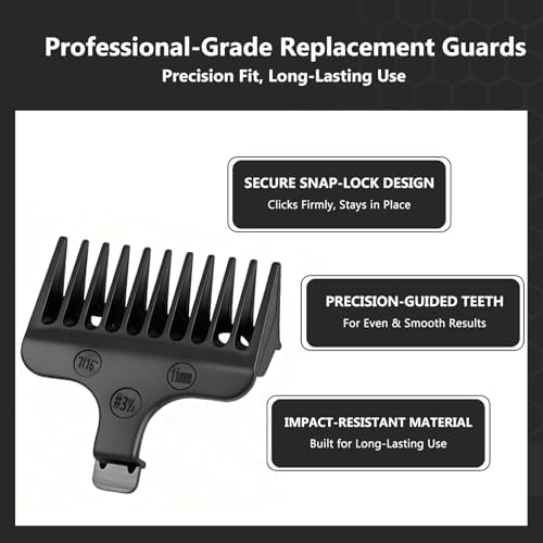 Beard Trimmer Guide Comb Set-Compatible with Wahl 40mm Detachable T-Blade Trimmer Models,8 Full Size Attachment Guards from (1/16" to 1/2")，8 Pack
