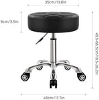 Heavy Duty Rolling Stool with Wheels Hydraulic Lift 360 Swivel Adjustable Rolling Chair Thick Leather Ergonomic Seat Stool Chair for Kitchen Drafting Lab Office Salon Massage Black
