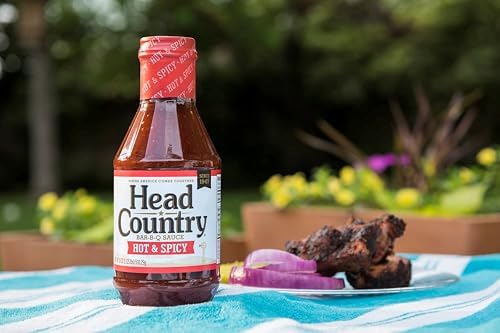 Head Country Bar-B-Q Sauce, Hot & Spicy | Soy Free, Gluten Free Spicy BBQ Sauce With No Added Preservatives | Spicy & Tangy Championship Barbecue Sauce For Pizza, Spuds & Wings | 20 Ounce, Pack of 1