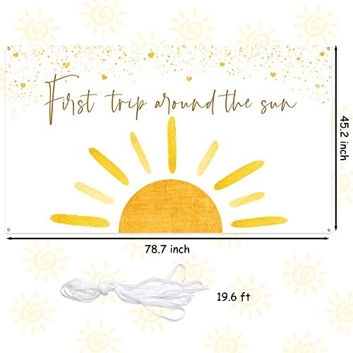 OSNIE Boho First Trip Around The Sun First Birthday Photography Backdrop Banner Muted Sunrise Wall Hanging Decor Sun Theme 1st Birthday Party Photo Background Decoration Supplies for Boys Girls