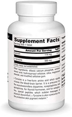 Source Naturals L-Tyrosine -Free Form Amino Acid Supplement - 100 Tablets