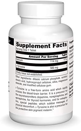 Source Naturals L-Tyrosine -Free Form Amino Acid Supplement - 100 Tablets